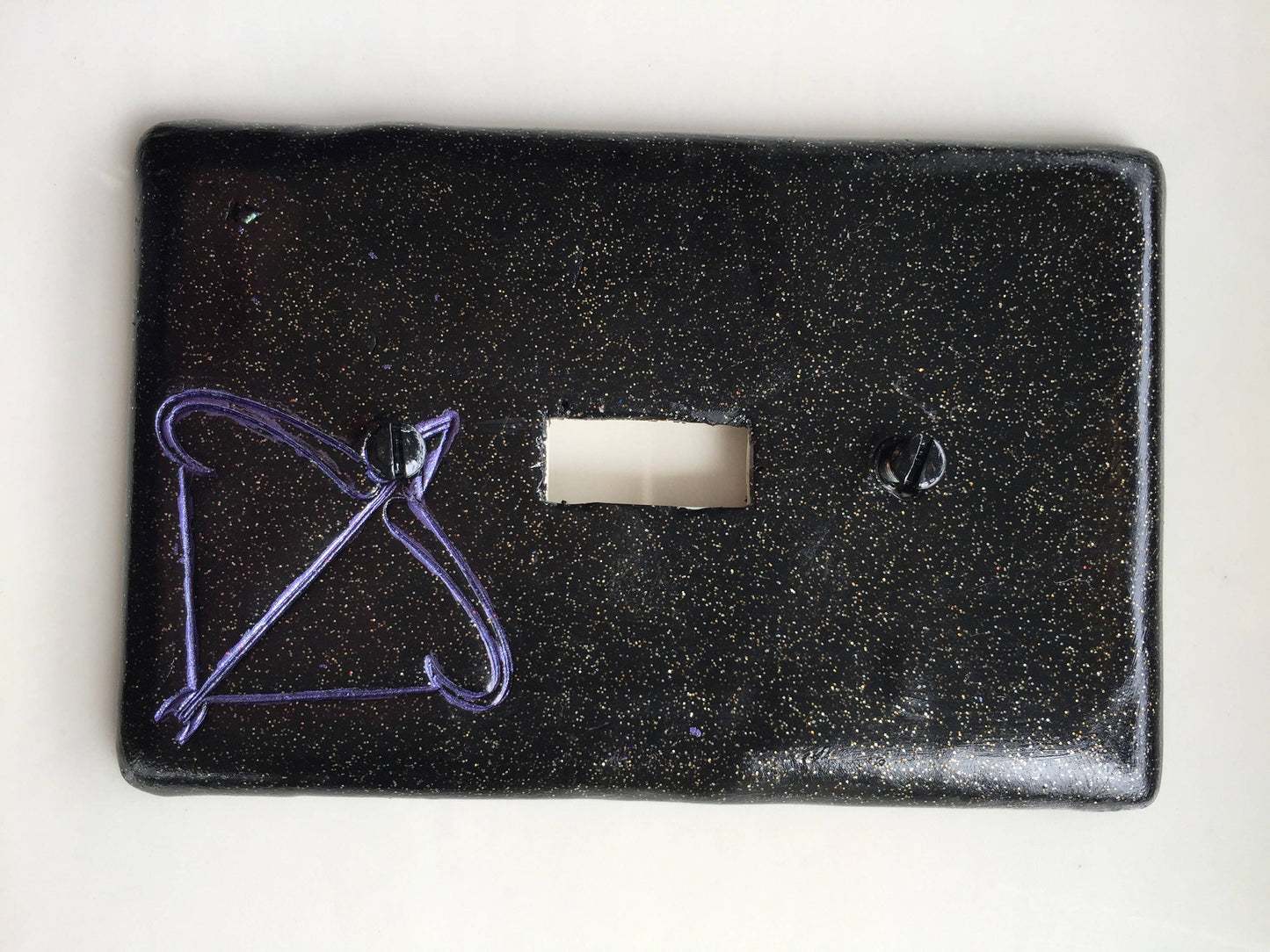 Sagittarius the Archer light switch plate cover for single toggle switch plate cover, black with glitter purple custom colors available