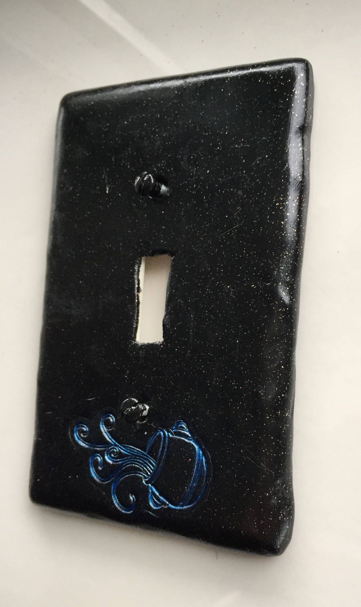 Aquarius The Water Bearer light switch plate cover for single toggle switch plate cover, black with glitter blue custom colors available
