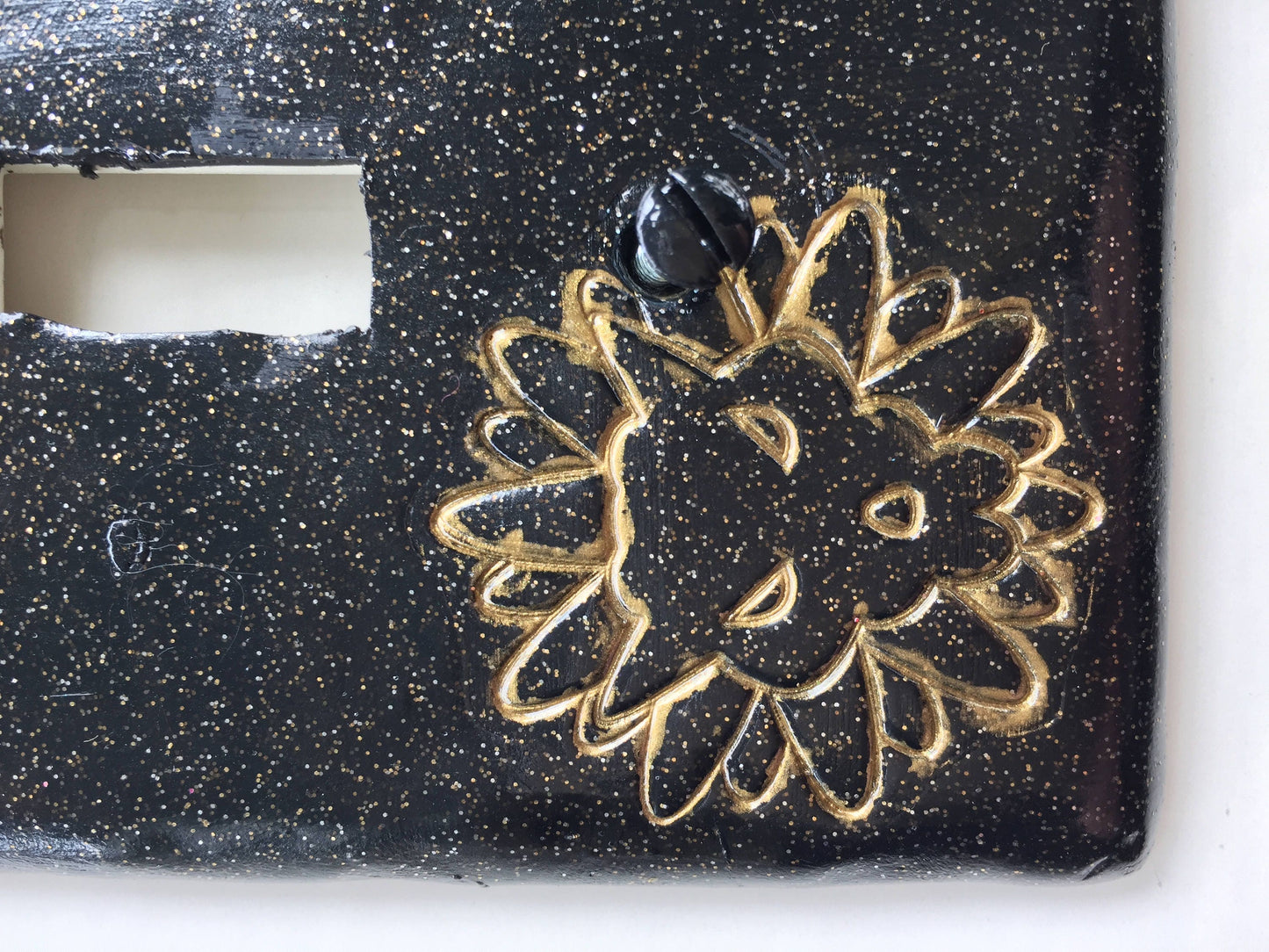 Leo The Lion light switch plate cover for single toggle switch plate cover, black with glitter and gold metallic custom colors available