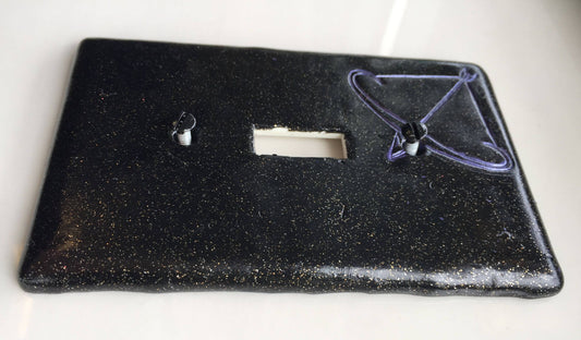 Sagittarius the Archer light switch plate cover for single toggle switch plate cover, black with glitter purple custom colors available