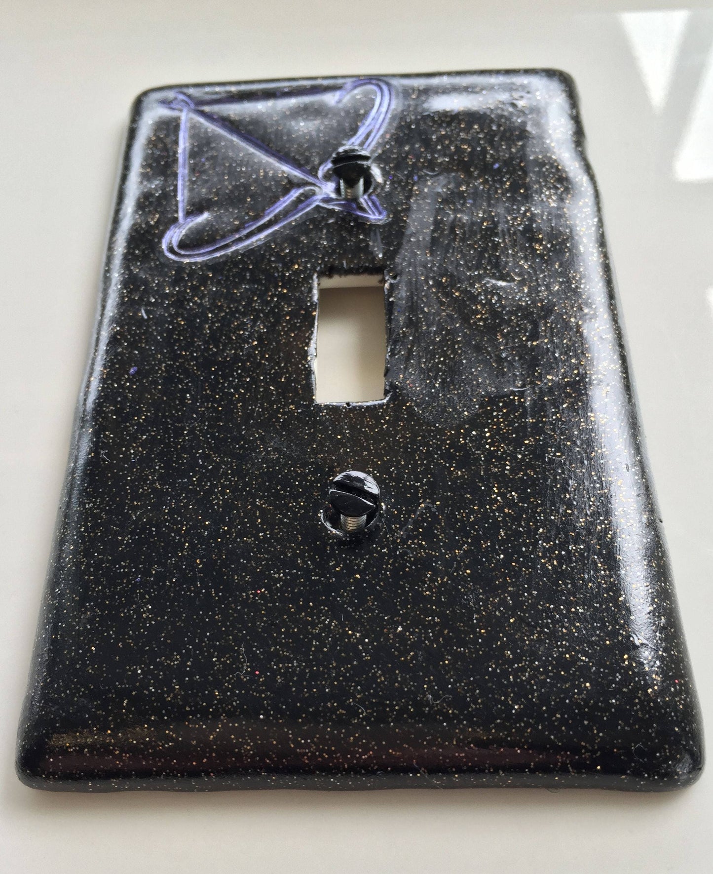 Sagittarius the Archer light switch plate cover for single toggle switch plate cover, black with glitter purple custom colors available