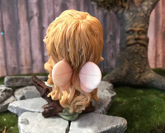Sweet sassy little fairy figurine, chubby cheeks fairy girl, fairy garden figurine, Miniature garden accessories, adorable fairy baby girl