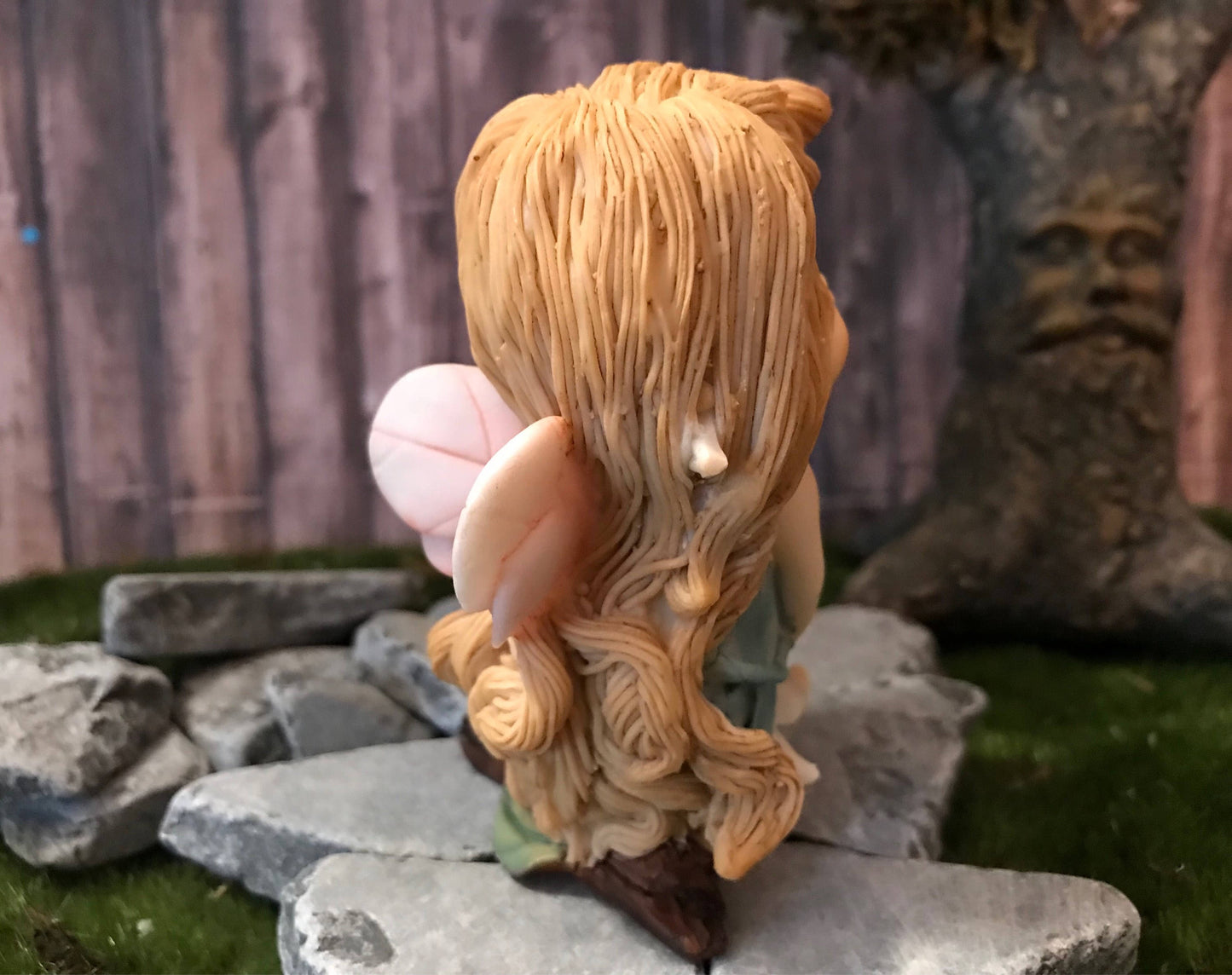 Sweet sassy little fairy figurine, chubby cheeks fairy girl, fairy garden figurine, Miniature garden accessories, adorable fairy baby girl