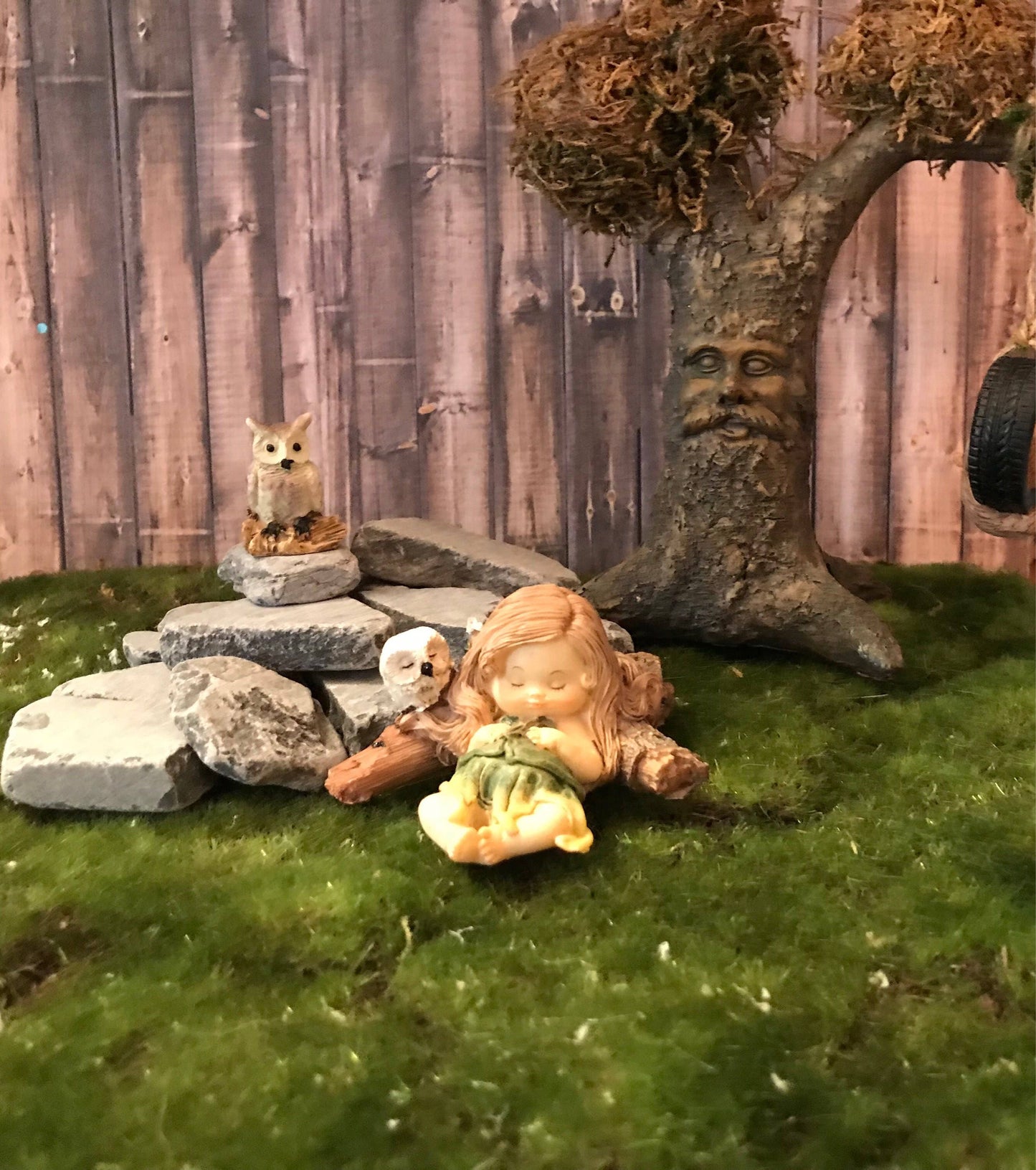 Sweet miniature fairy with cute owl