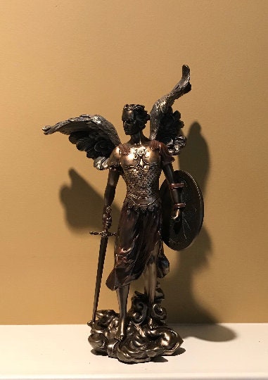 Archangel Michael Angel of Peace and Justice Angel Bronze figurine Angel Collectors Recovery angel gift sobriety gift St Michael angel