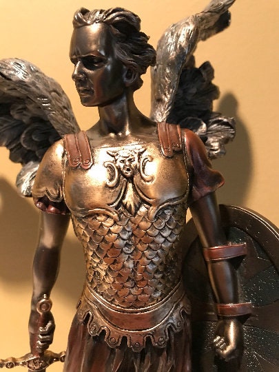 Archangel Michael Angel of Peace and Justice Angel Bronze figurine Angel Collectors Recovery angel gift sobriety gift St Michael angel
