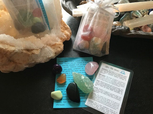 Libra the Scales Astrology horoscope stones set and pouch crystal set birthday gift zodiac set Libra birthday idea tumbled polished crystals