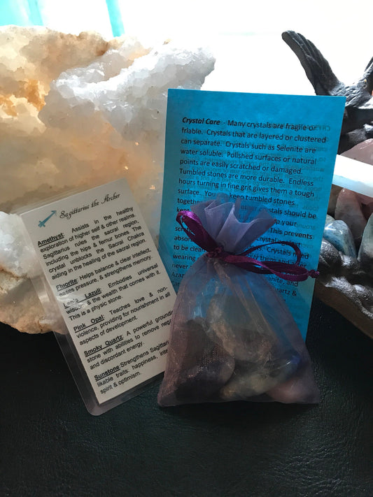Sagittarius the Archer Astrology horoscope stones set pouch crystal set birthday gift zodiac set Sagittarius birthday ideas tumbled crystals