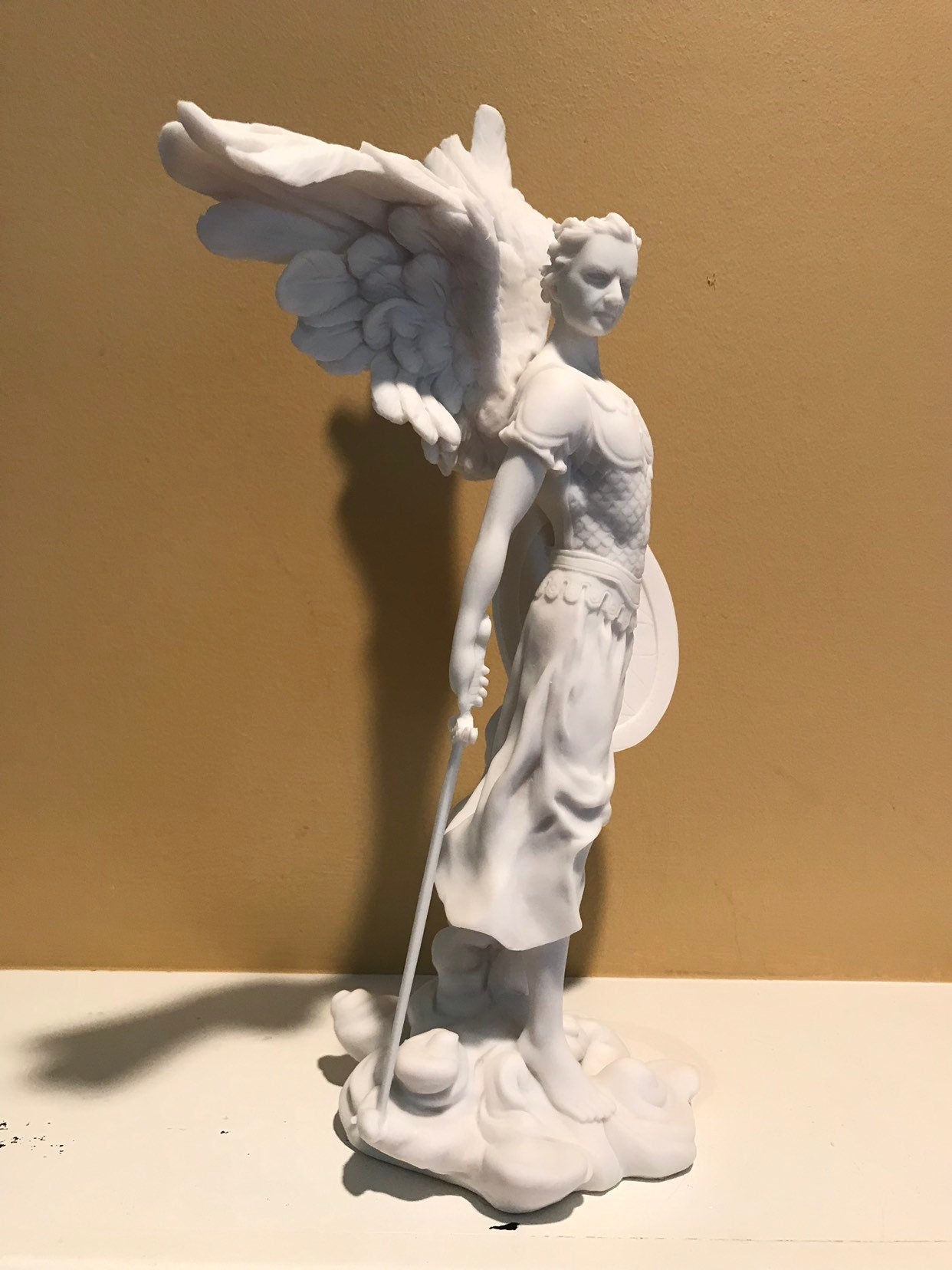 Archangel Michael Angel of Peace and Justice Angel white figurine Angel Collectors Recovery angel gift sobriety gift St Michael angel