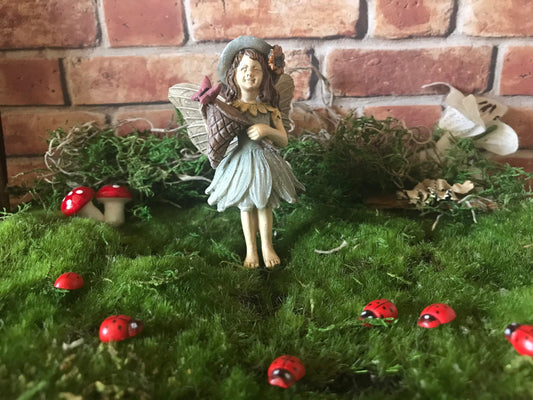 Sweet fairy girl with butterfly and butterfly net