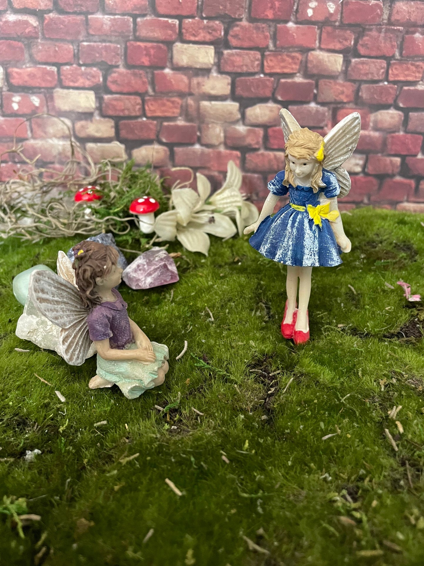 Sweet fairy, red oversized shoes playing dress up