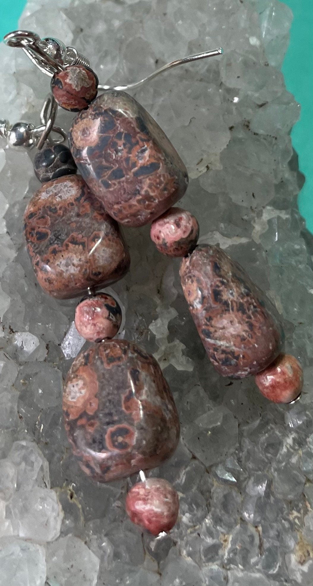 Pretty pink rhodochrosite dangle earrings