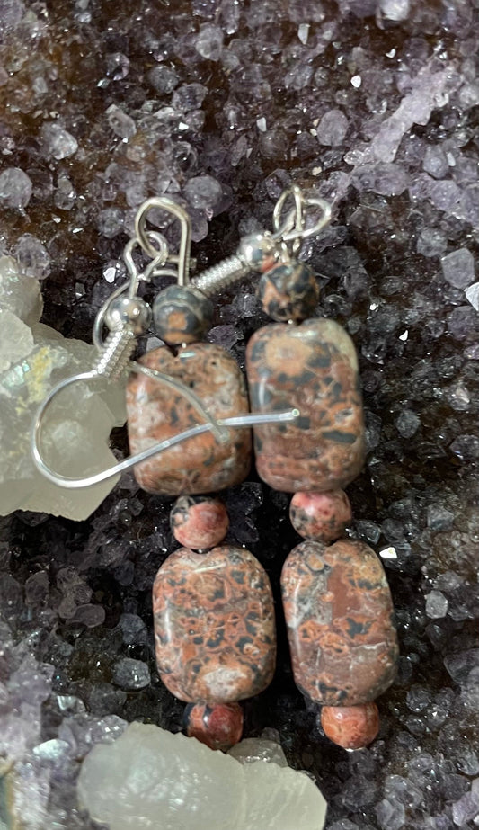 Pretty pink rhodochrosite dangle earrings