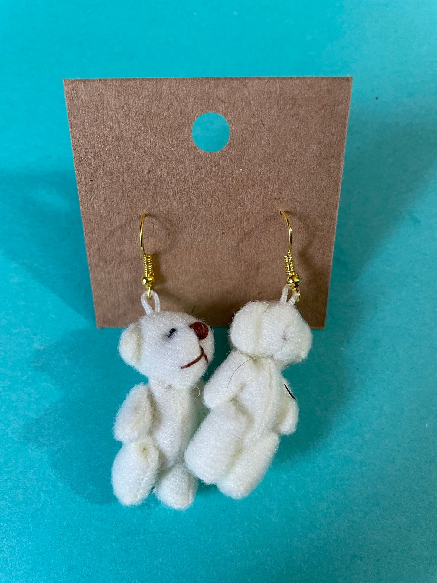 Sweet Teddy Bear earrings dangle earrings blue, brown, lavender, tan and pink earrings