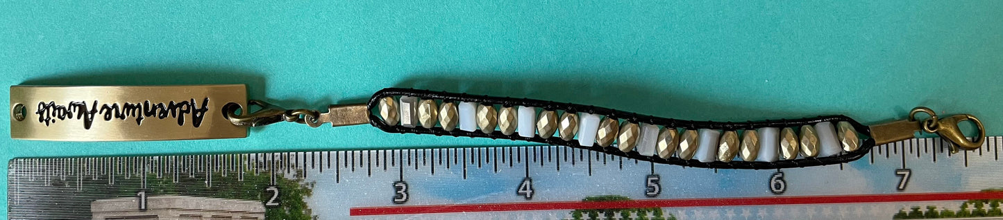 Cute antique gold bracelet With gold and white beads enjoy the journey
