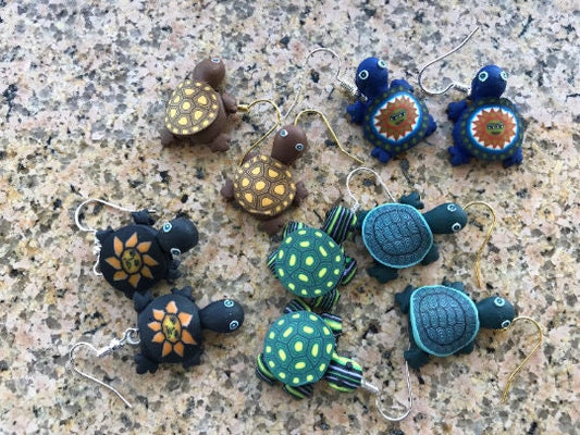 Cute turtle earrings dangle earrings blue turtle brown turtle green turtle black turtle earrings