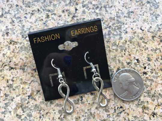 Beautiful Infinity symbol dangle earrings black copper gold or silver earrings