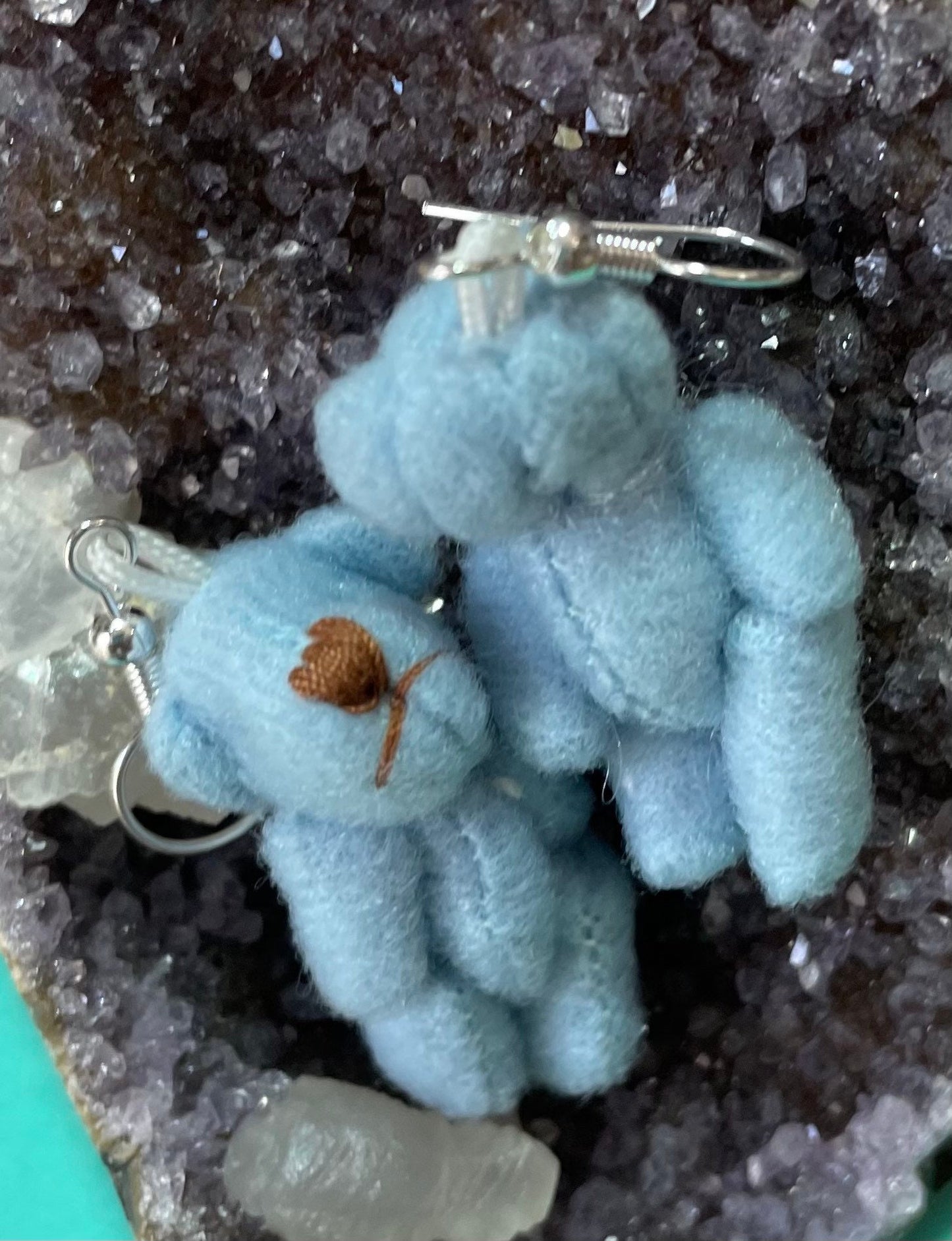 Sweet Teddy Bear earrings dangle earrings 5 colors blue, cream, lavender, tan, and pink earrings