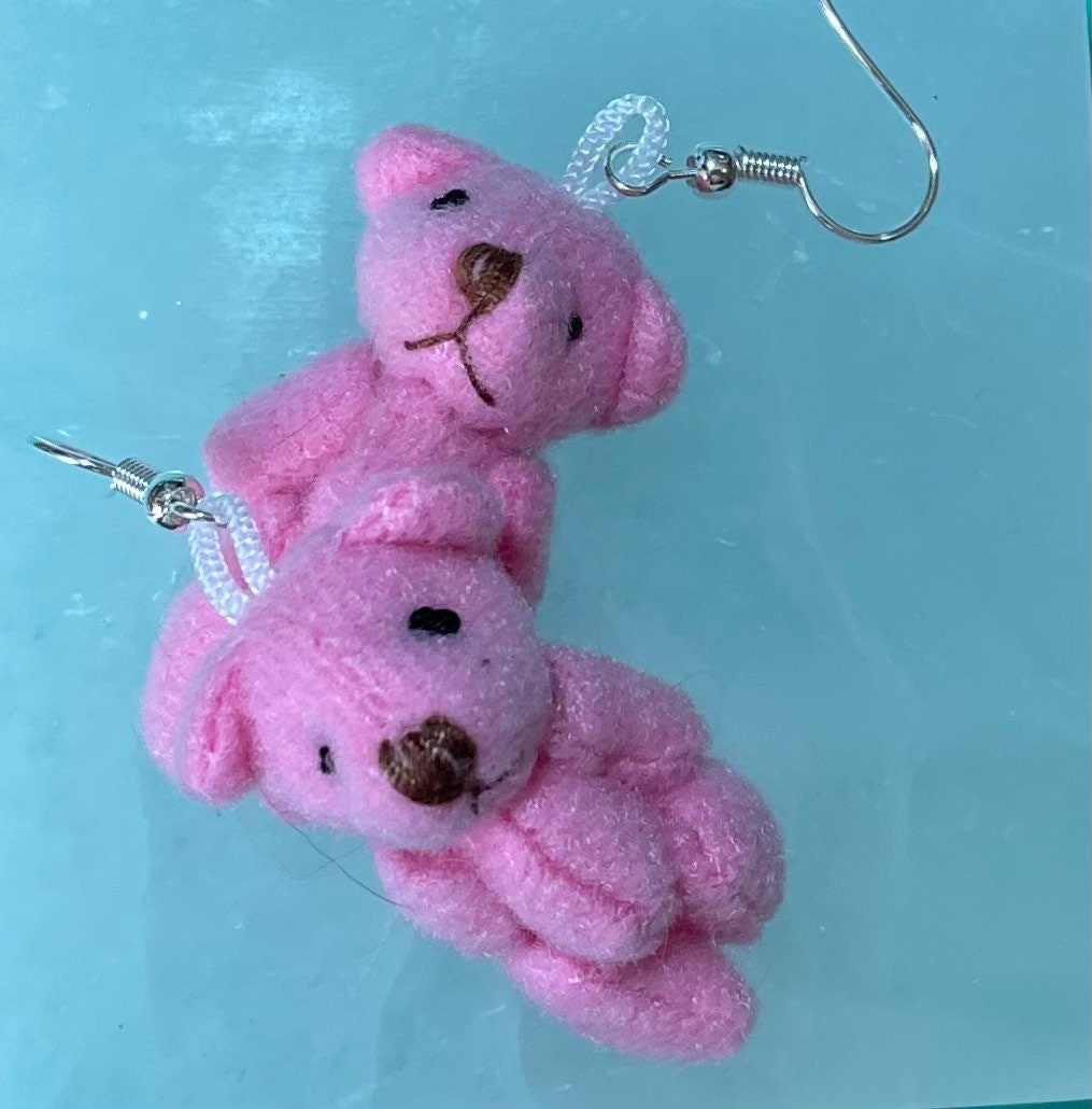 Sweet Teddy Bear earrings dangle earrings 5 colors blue, cream, lavender, tan, and pink earrings
