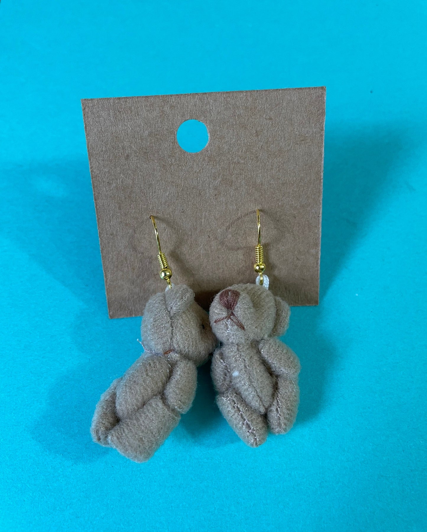 Sweet Teddy Bear earrings dangle earrings blue, brown, lavender, tan and pink earrings