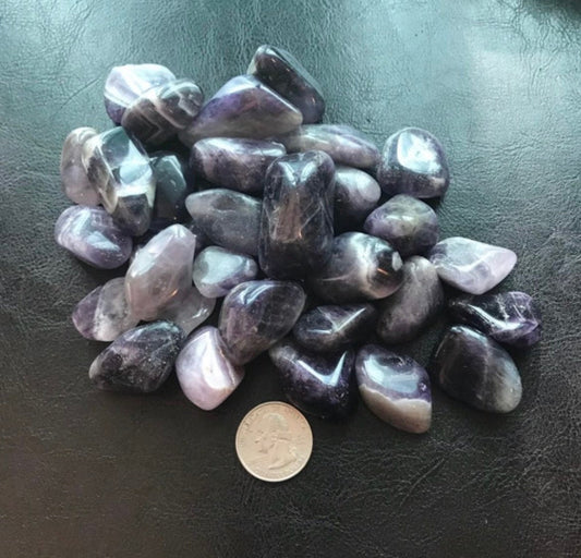 Amethyst Meditation healing stone use to enhance serenity, spiritual gift, tumbled Amethyst stone