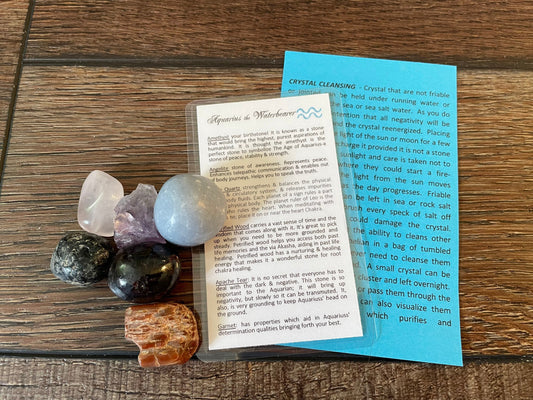 Aquarius Crystal Set of 6 crystals or stones for the water bearer