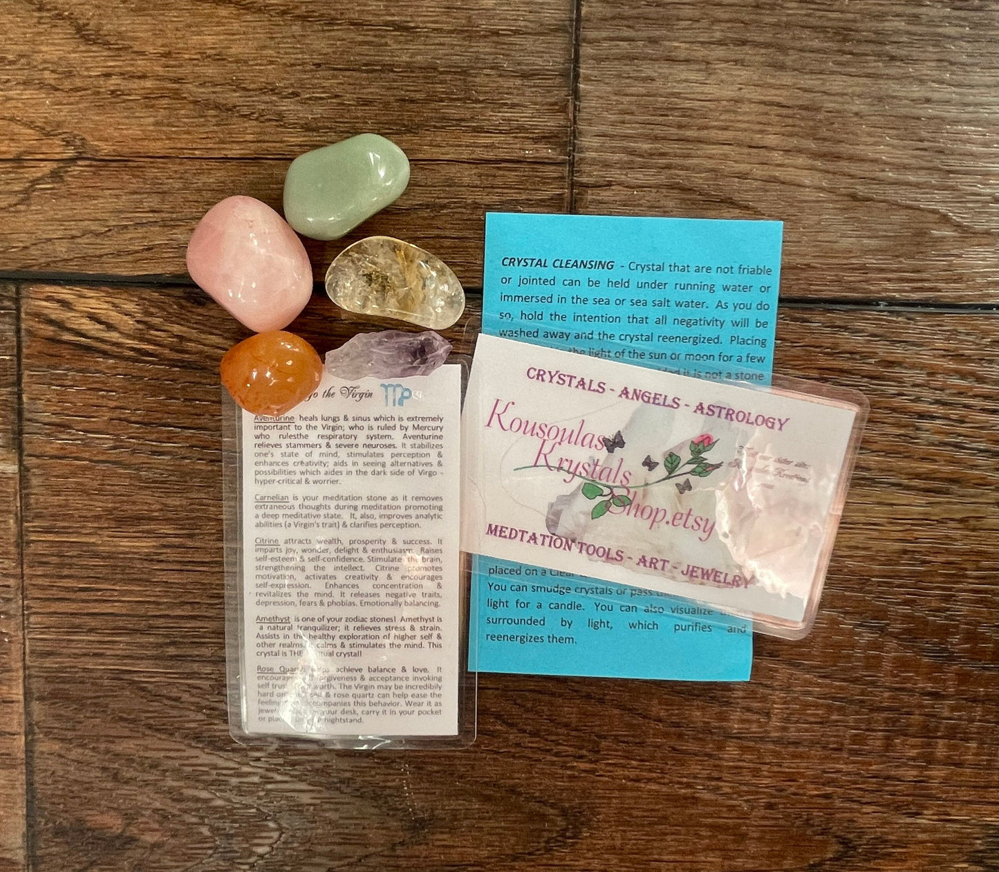 Virgo crystal set of 6 crystal stones Virgo the virgin astrology crystals