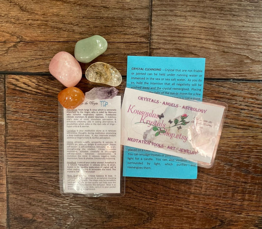 Virgo crystal set of 6 crystal stones Virgo the virgin astrology crystals