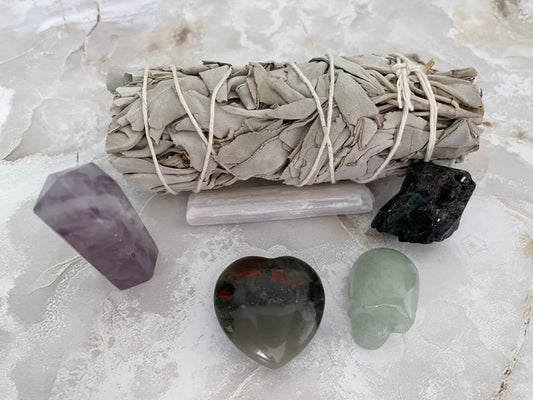 Halloween crystals set special includes five unique crystals plus white sage