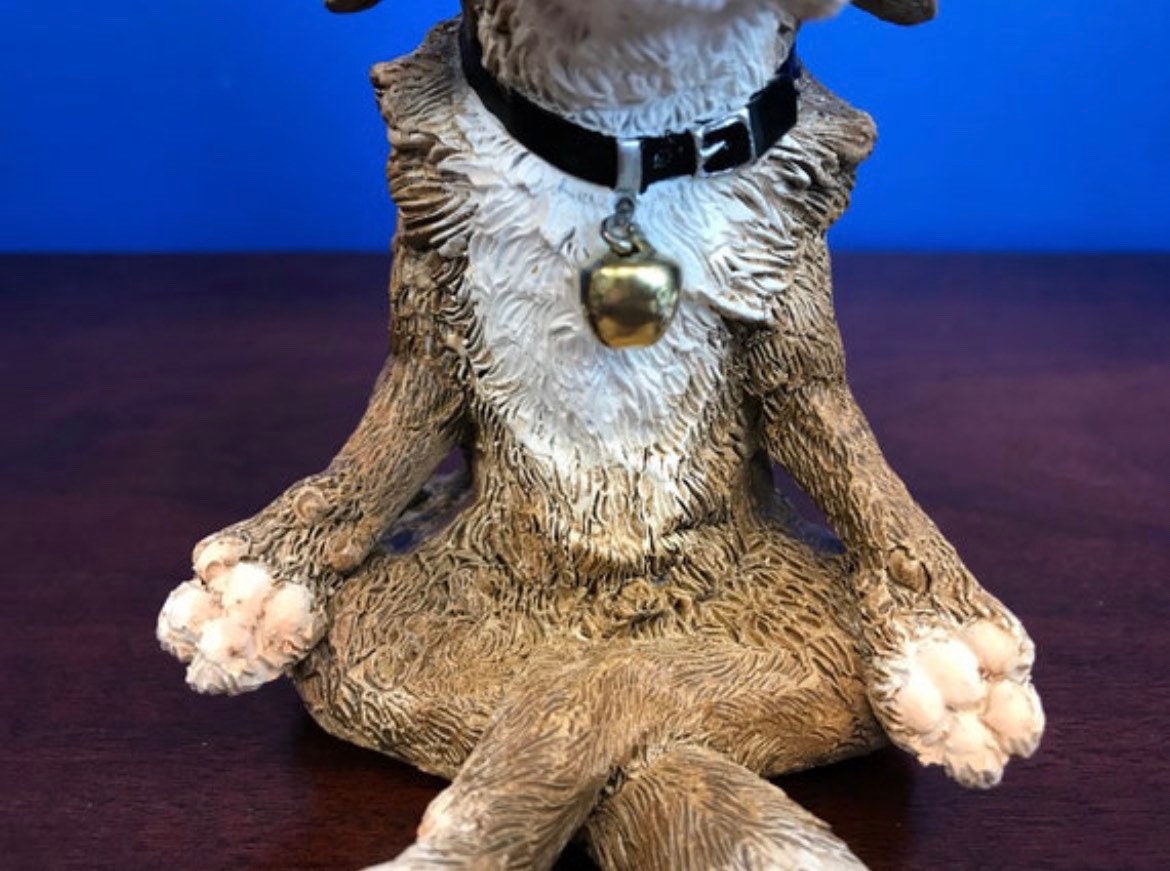 Yoga dog art dog figurine dog sculpture miniature dog statue figure dog gift for dog lover zen art zen