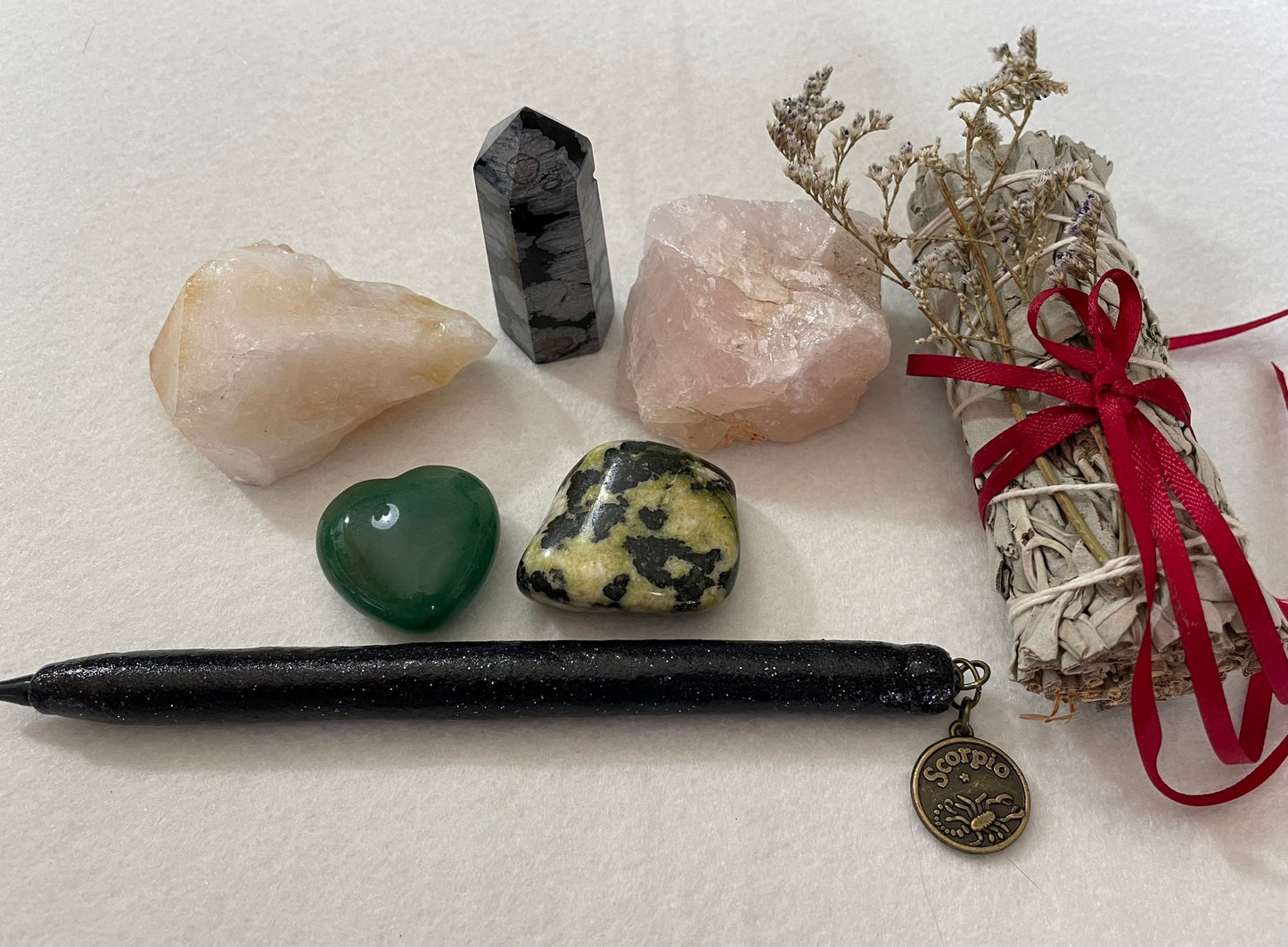 Deluxe Scorpio crystal 7 piece gift set Scorpio the Scorpion crystals set birthday gift zodiac set Scorpio birthday ideas