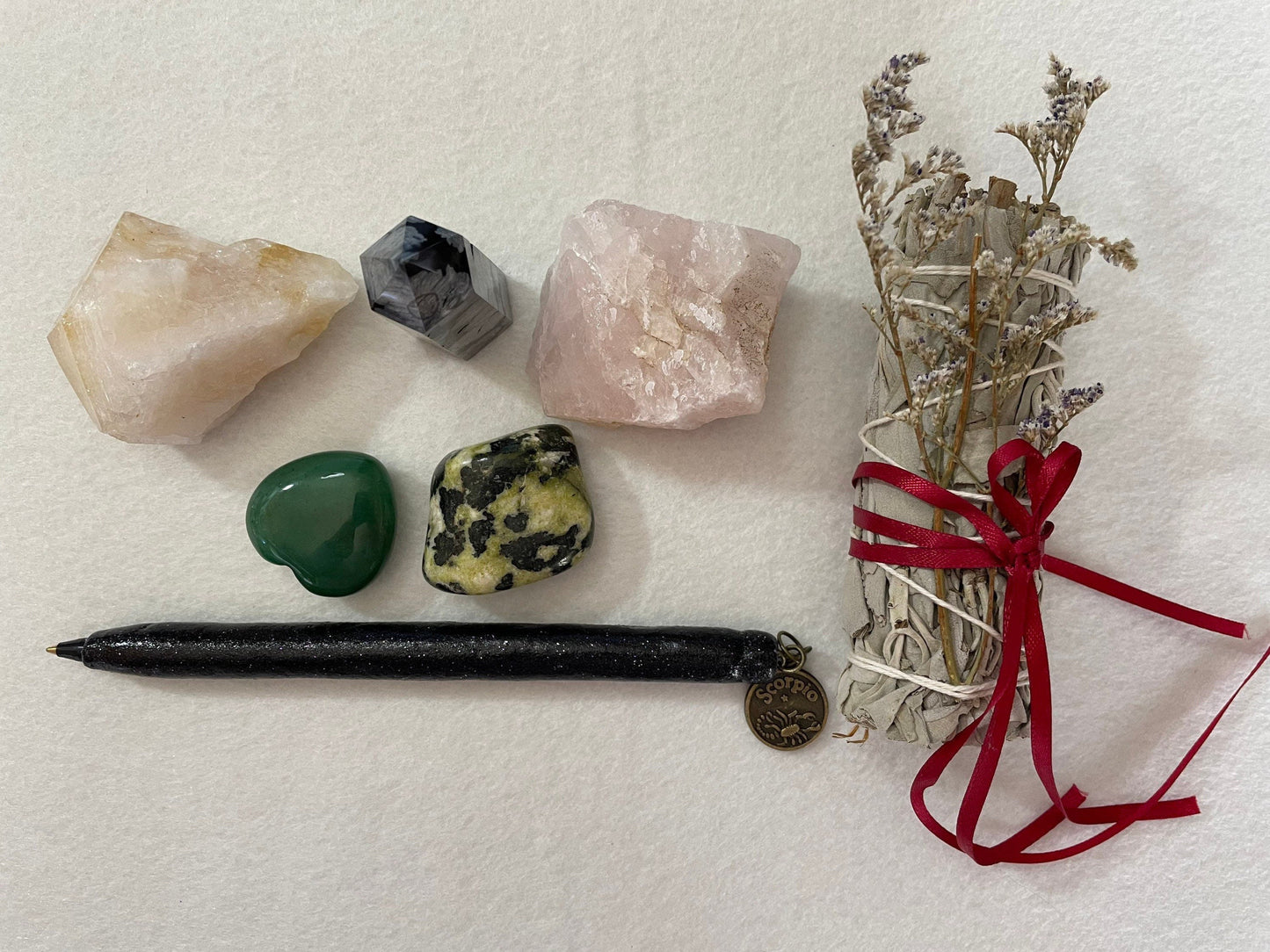 Deluxe Scorpio crystal 7 piece gift set Scorpio the Scorpion crystals set birthday gift zodiac set Scorpio birthday ideas