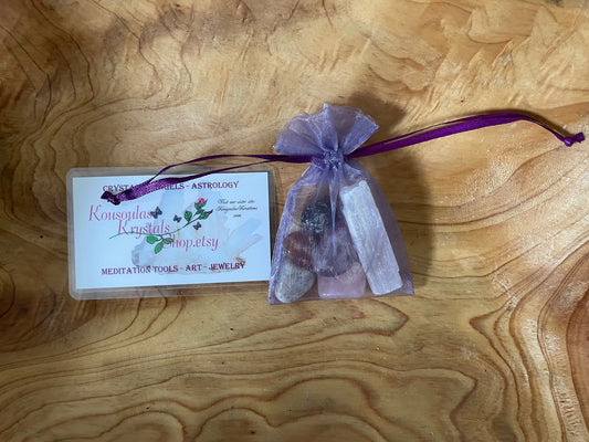 Cancer crystal set 6 crystals designed especially for the Crab, Astrology crystals