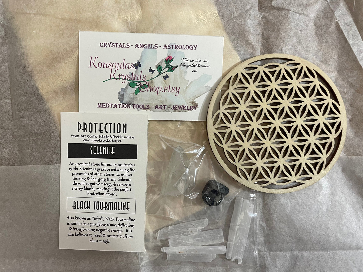 9 piece Protection crystal set with flower of life grid powerful 9 piece Crystal set that removes & transforms Negative energy