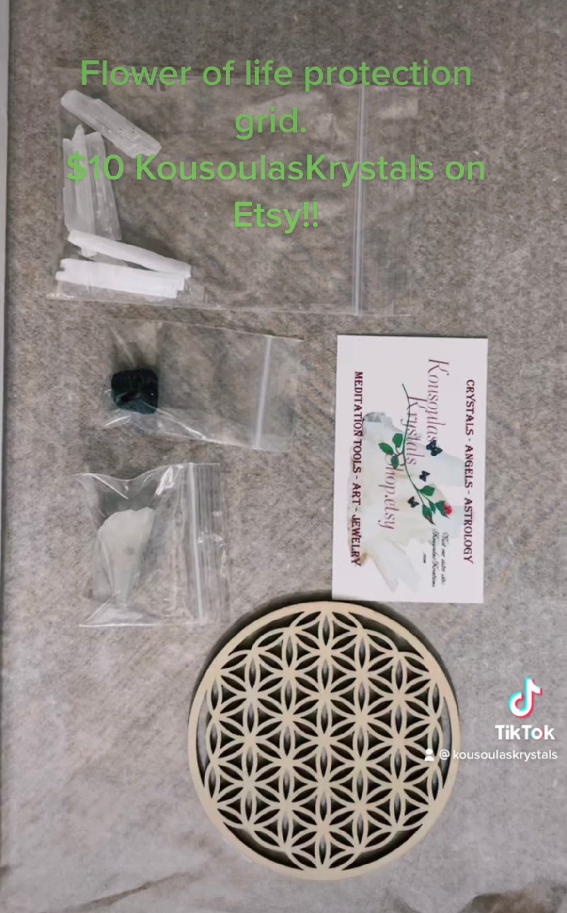 9 piece Protection crystal set with flower of life grid powerful 9 piece Crystal set that removes & transforms Negative energy