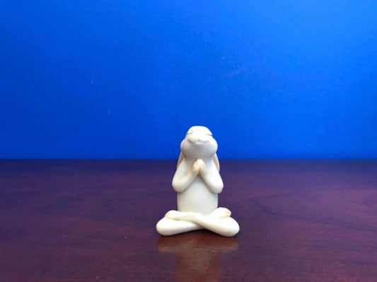 Sweet Namaste yoga bunny pose bunny figurine seated Namaste bunny pose Namaste pose yoga rabbit