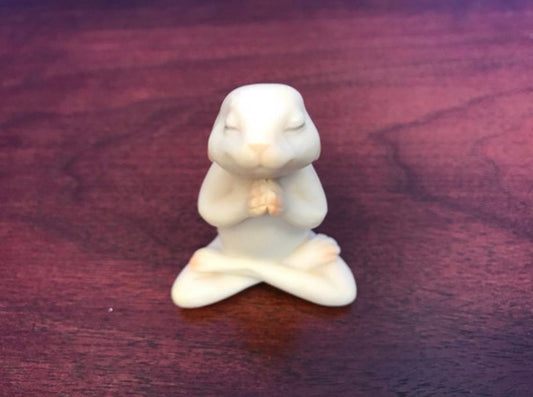 Sweet Namaste yoga bunny pose bunny figurine seated Namaste bunny pose Namaste pose yoga rabbit