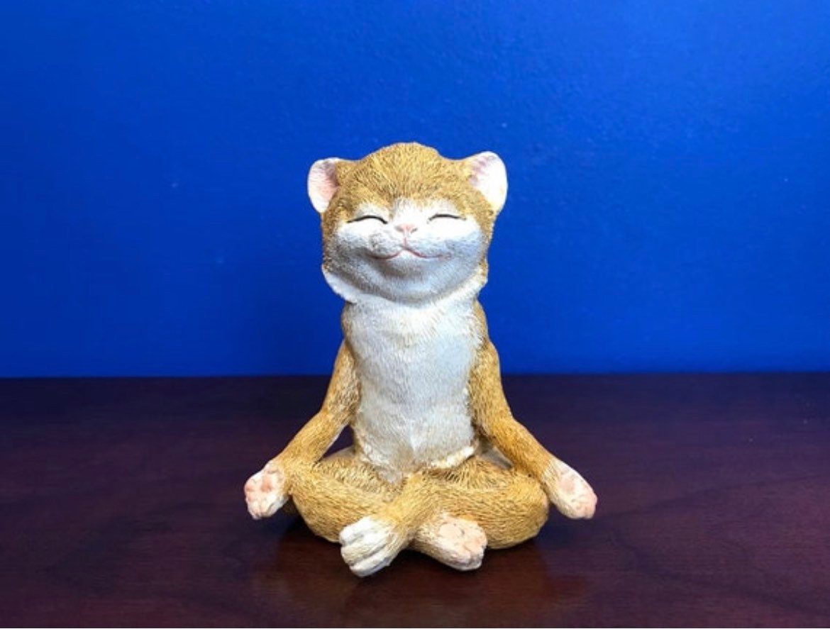 Yoga cat art cat figurine sculpture miniature cat cat statue figure cat gift for cat lover zen art zen