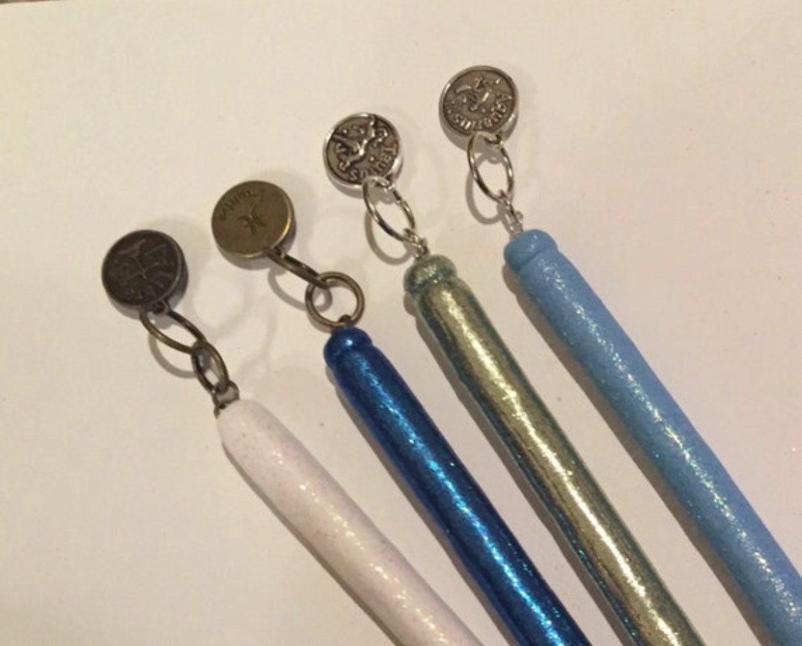 Refillable charm glitter pens zodiac astrology charm