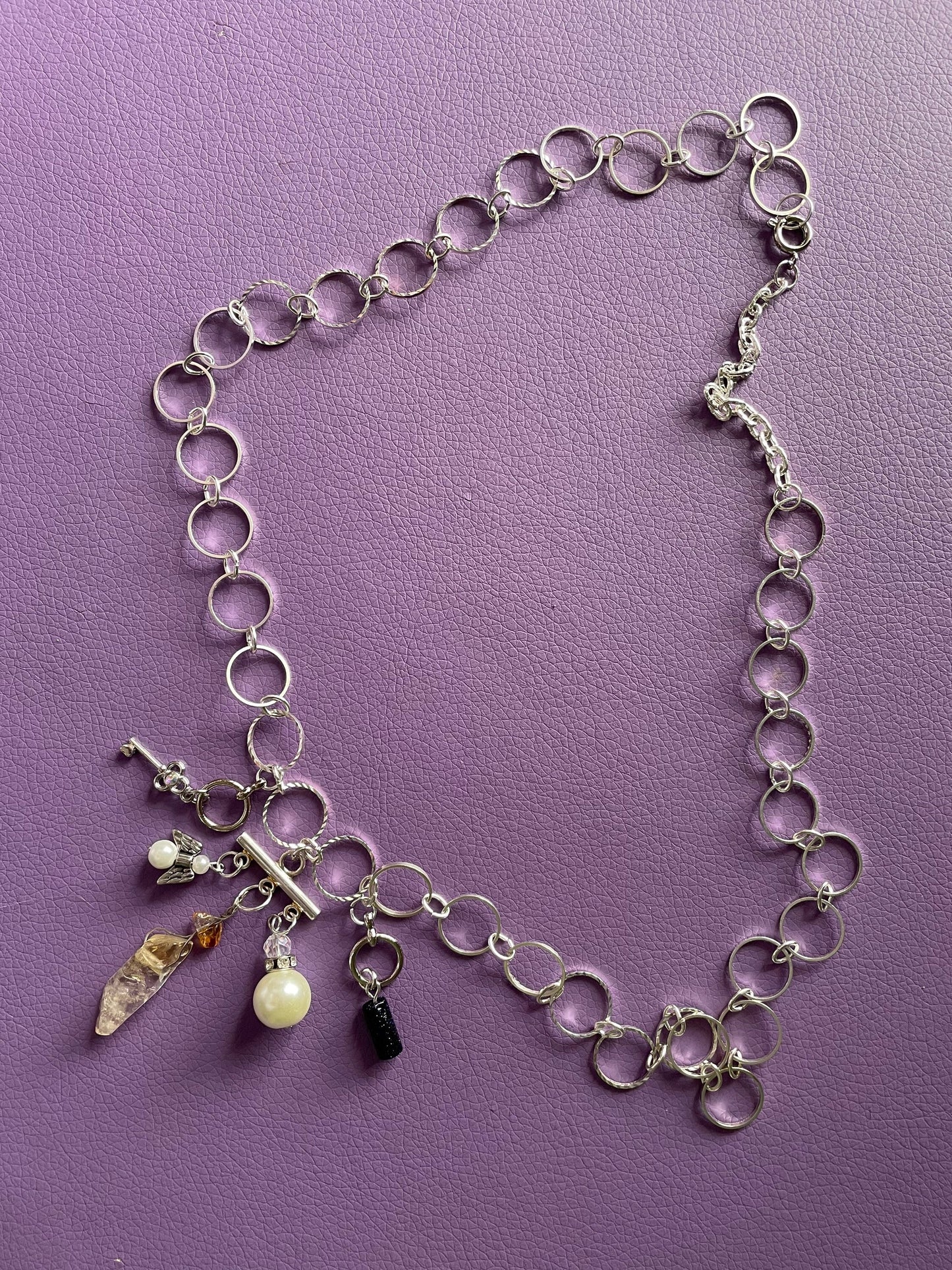 Beautiful nickel free silver necklace with citrine pearls goldstone