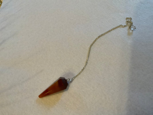 This beautiful Carnelian Pendulum is  1.25” with chain 9”