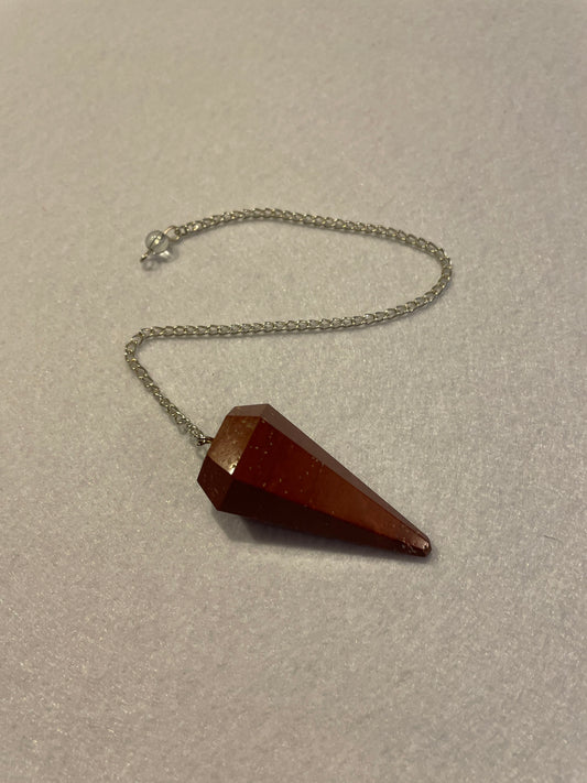 Beautiful Red Jasper Pendulum is 1.75” with chain 9.25”.