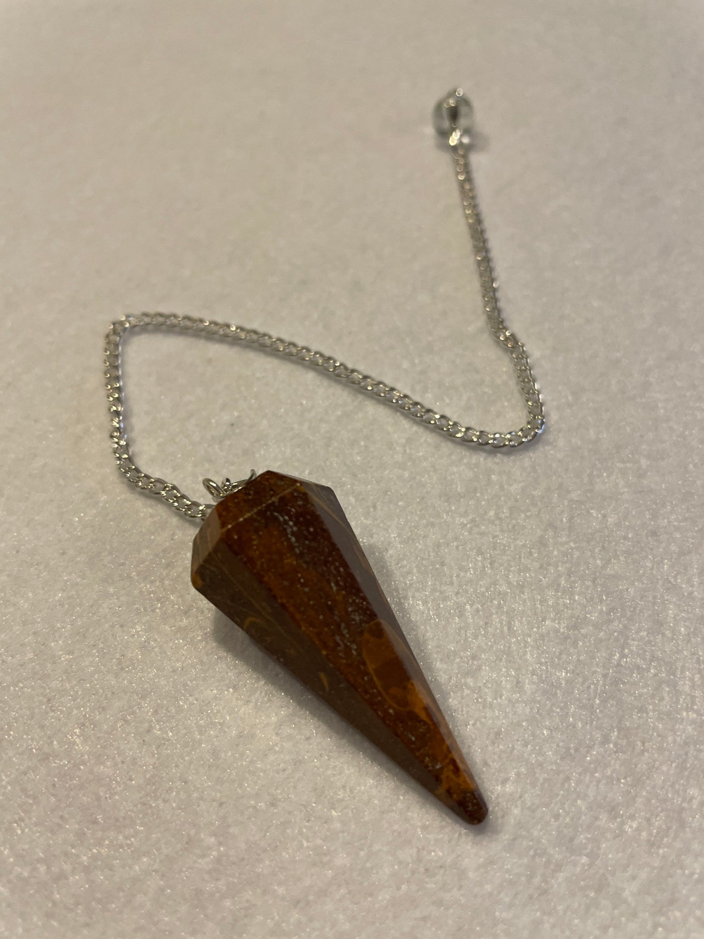 Awesome Yellow Jasper Pendulum is 1.50” with chain approximately 8.25”