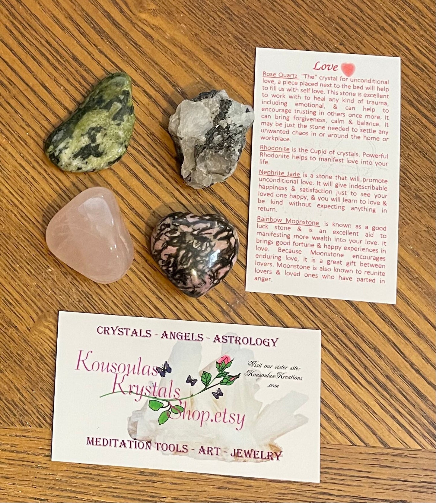 Attract and grow love with this powerful large stones 4 piece crystal set