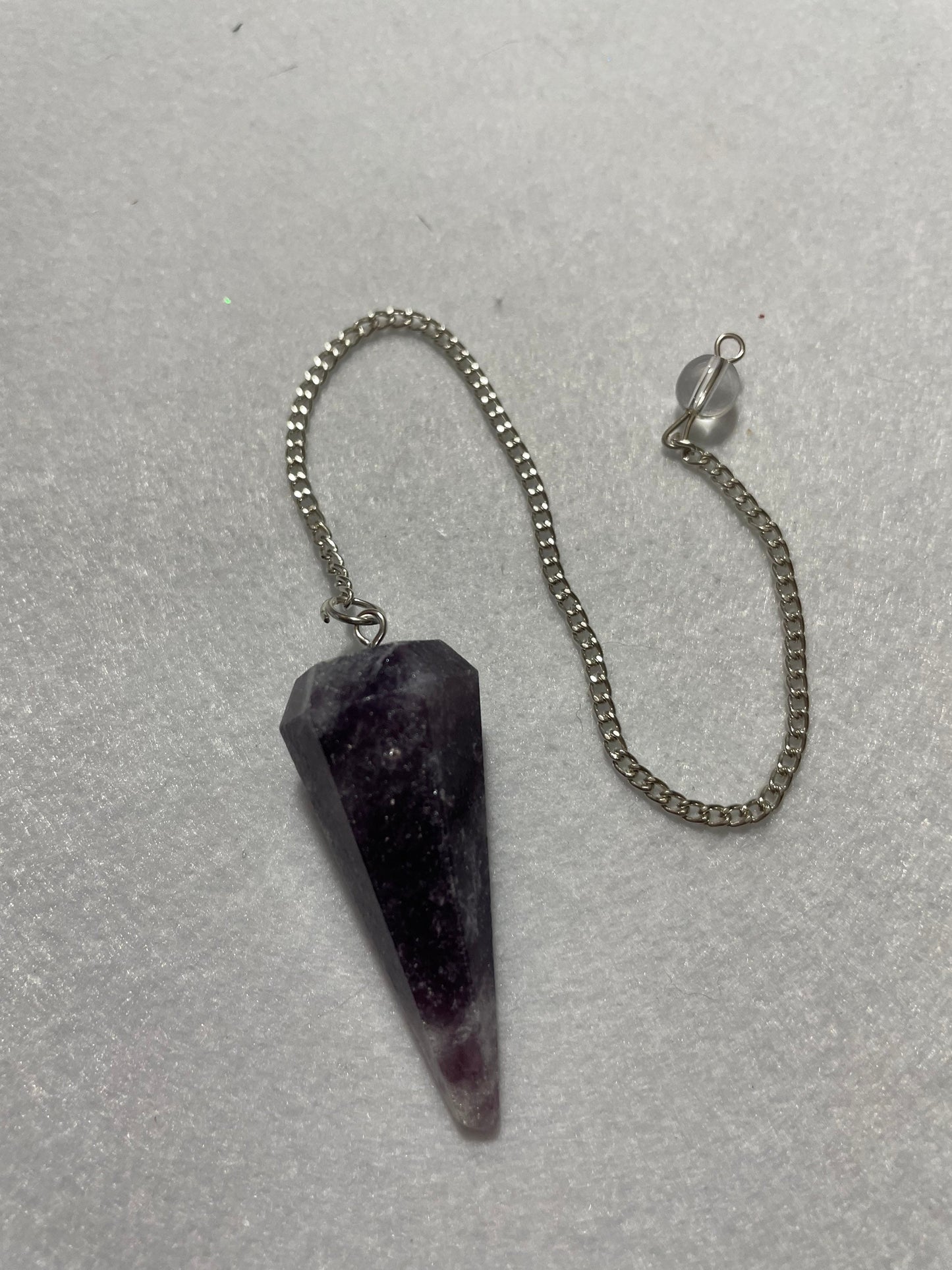 This beautiful Amethyst Pendulum is 1.50” and with chain is 8.5”