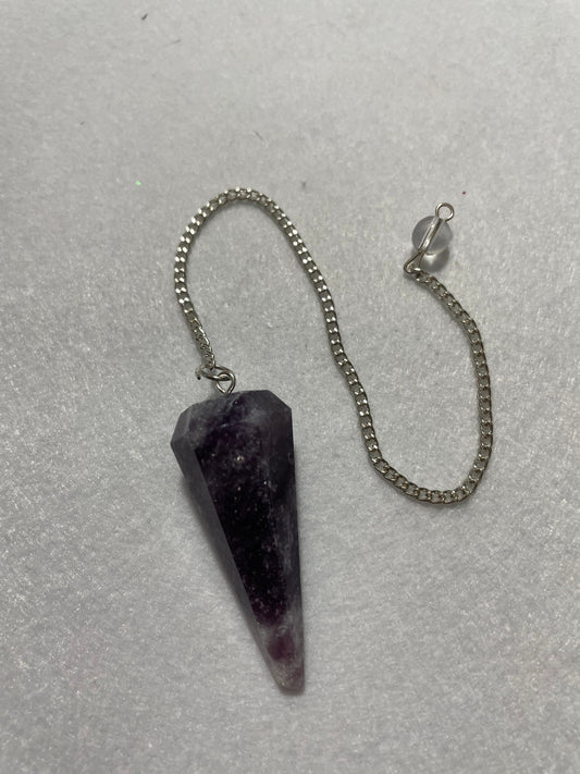 This beautiful Amethyst Pendulum is  1.50” and with chain is 8.5”