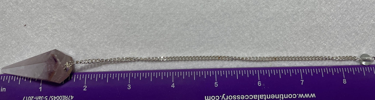 Amethyst Pendulum is 1.75” and with chain is 8.75”
