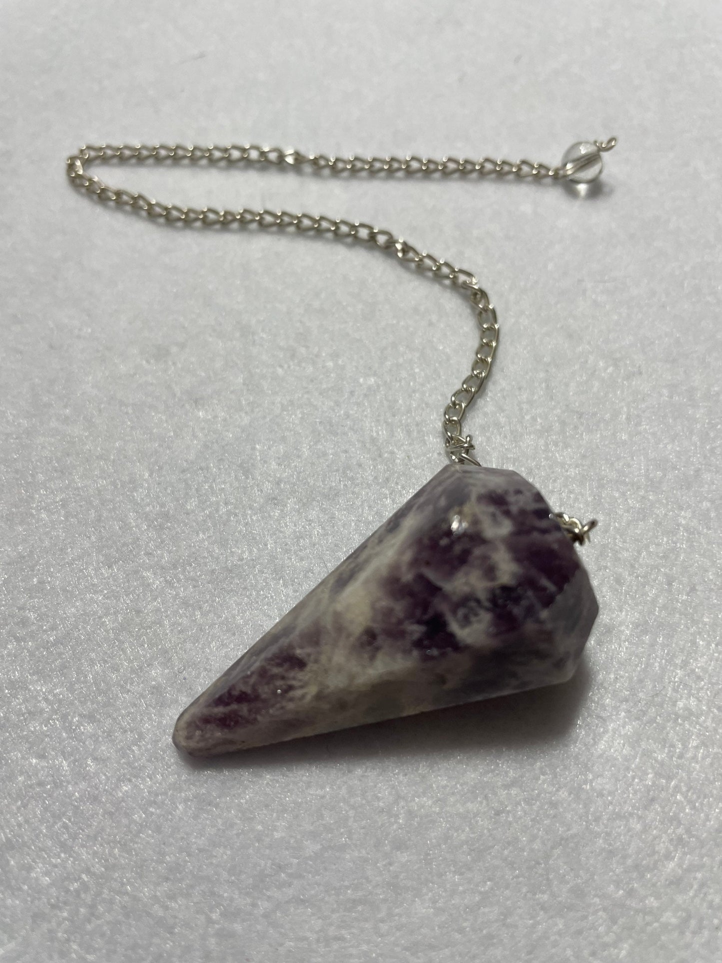 Awesome Lepidolite Pendulum is 1.75” and with chain is 9”