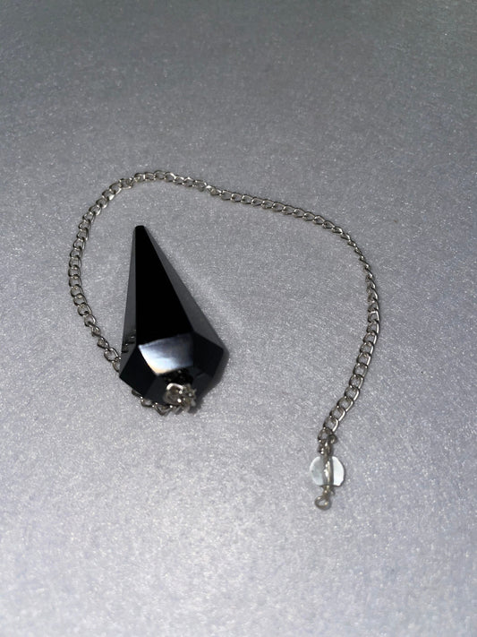 Black Obsidian Pendulum is  1.65” and with chain is 9”