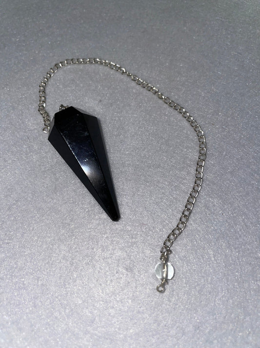 Black Obsidian Pendulum is  1.65” and with chain is 9”